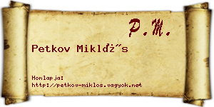 Petkov Miklós névjegykártya