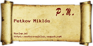 Petkov Miklós névjegykártya